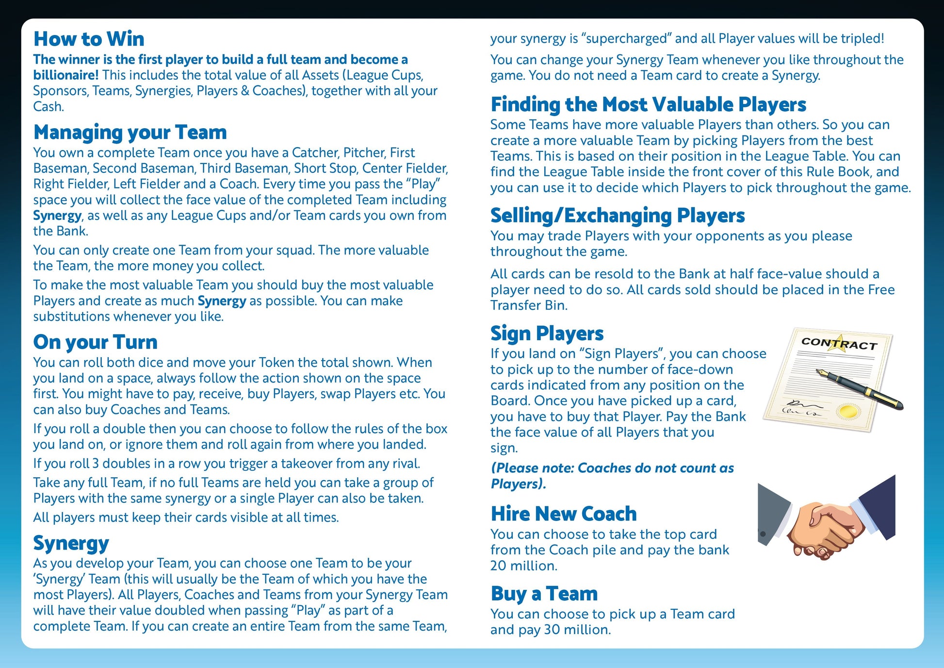 Baseball Billionaire rules page 3