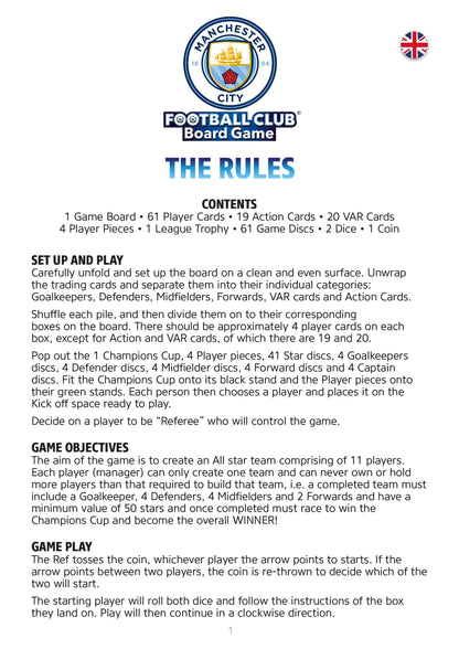 Manchester City Football Club Board Game — rules overview